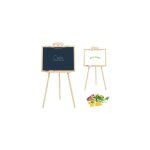 Chevalet creatif en bois 56x105cm + accessoires - ardoise double face magnetique craie / feutre 56x43cm ...