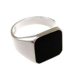 Chevaliere en argent massif 925 repr�sentant une t�te dhomme �mail noir uni