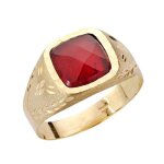 Chevaliere pour homme en or 9 carats avec pierre rouge sculpt�e 9 mm. [ab3696]