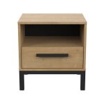 Calicosy - chevet 1 tiroir et 1 niche décor chêne et noir mat l446 cm - craft - bois clair Calicosy - chevet 1 tiroir et 1 niche décor chêne et noir mat l446 cm - craft - bois clair