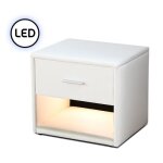 Chevet simili cuir avec �clairage led leva - blanc