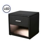 Chevet simili cuir avec �clairage led leva - noir