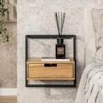 Chevet suspendu 1 tiroir en acacia naturel et m�tal