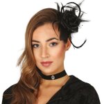 Fleur noire pour cheveux avec clip - accessoire de dguisement bijou fantaisie