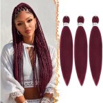 Cheveux tress�s pr� - �tir�s - estampille - 66 cm - bourgogne - fibre kanekalon - anti - n?uds - sans ...