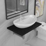 Chezzoe ensemble meuble de salle de bain simple vasque + �tag�re contemporain - 2 pcs salle de bain complete ...
