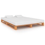 Chic cadre de lit de palette lit de 2 personnes cadre de lit classique marron bois de pin massif 140 ...