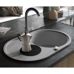 Chic? evier cuisine lavabo vasque de cuisine en granit bac unique ovale gris 1398