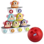 Set de bowling - chicco - monkey strike - 6 quilles colores - jeu ducatif - crativit stimule