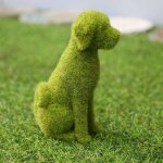 Chien r�sine pelouse statue floqu� chien ornement chien figurines statue flocage chiot pelouse ornements ...