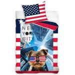 Chien yorkshire a new york parure de lit housse de couette rversible 100% coton 140x200 cm + taie doreiller ...