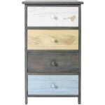 Chiffonier commode 4 tiroirs gris style - mobili rebecca - vintage - bois - panneaux de particules - ...