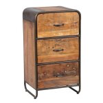 Chiffonnier 3 tiroirs 50x40x90 cm en bois recycl� et m�tal - hunter