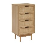 Chiffonnier 4 tiroirs avec cannage naturel - dcor imitation bois - l 50 x p 395 x h 95cm - amana
