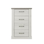 Chiffonnier 4 tiroirs - naturel l:724 h:1078 p:449 - d�cor blanc cass� - chamonix -