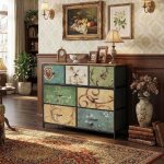 Chiffonnier 7 tiroirs - ambiance - motifs r�tro & vintage - 100x30x78cm - commode haute pour chambre ...