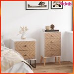 Chiffonnier - akozon - 6482 - 4 tiroirs - bicolore blanc et h�tre - bois massif et mdf