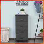 Chiffonnier - akozon - 6483 - 4 tiroirs - mdf e1 - cadre m�tal gris