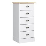 Chiffonnier apothicaire en pin massif blanc 5 tiroirs nola Chiffonnier apothicaire en pin massif blanc 5 tiroirs nola