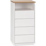 Chiffonnier bob 4 tiroirs 1 niche blanc - chne, bois massif