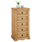 Chiffonnier salsa commode en bois style mexicain avec 5 tiroirs en pin massif finition teinte / cire ...