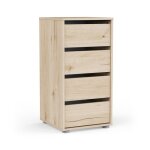 Chiffonnier - box & beyond - 4 tiroirs - bois massif - 40 x 40 x 76 cm - naturel