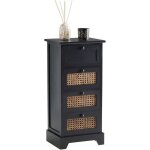 Chiffonnier jasmin petite commode avec 4 tiroirs style vintage bohme en bois de paulownia lasur noir ...