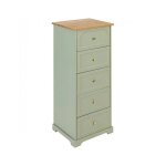 Chiffonnier meuble de rangement avec 5 tiroirs vert c�ladon - longueur 45 x profondeur 39 x hauteur 113 ...