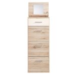 Chiffonnier avec miroir coloris imitation chêne san remo rechampis blanc - longueur 46 x hauteur 121 ... Chiffonnier avec miroir coloris imitation chêne san remo rechampis blanc - longueur 46 x hauteur 121 ...
