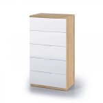 Chiffonnier nordik - blanc - adulte - 5 tiroirs - 60x40x110 cm