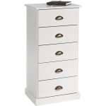 Chiffonnier paris commode avec 5 tiroirs en pin massif lasur blanc