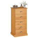 Chiffonnier paris commode avec 5 tiroirs en pin massif lasur brun