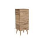 Chiffonnier - scandi - 42 x 40 x 100 cm - 5 tiroirs - bois mdf - finition dorée marron clair Chiffonnier - scandi - 42 x 40 x 100 cm - 5 tiroirs - bois mdf - finition dorée marron clair