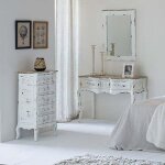 Chiffonnier - wanderlust deco - bois laqu� blanc vieilli - 5 tiroirs - style vintage - meuble de chambre ...