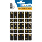Chiffres - stickers - autocollant - or - fond noir - 13x13 cm - 0  9 - 2 planches