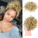 Chignon postiche ondul� - sightmark - blond fonc� - synth�tique - boucl�s - quatre pinces cheveux