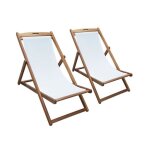 Lot de 2 transats fidgi en acacia cru