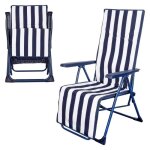 Chilienne pliante - aktive garden - sailor stripes - bleu - pliant - 5 positions Chilienne pliante - aktive garden - sailor stripes - bleu - pliant - 5 positions