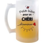 Chope de bi�re - ch�ri damour - petite pinte - verre givr� - 470 ml - id�e cadeau saint valentin