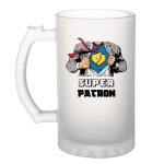 Chope de bire - super patron - verre  bire - 50 cl - transparent - compatible lave - vaisselle