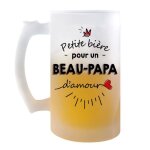 Chope de bire - beau - papa - petite pinte - verre givr - 470 ml - cadeau fte des pres