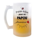 Chope de bi�re - papou - petite pinte - verre givr� - 470 ml - cadeau f�te des p�res