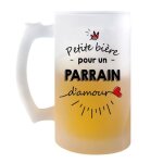 Chope de bi�re - parrain damour - petite pinte - verre givr� - 470 ml - cadeau anniversaire no�l
