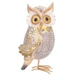 Statue - chouette - hibou - 23cm - dor�e - blanc - terracotta