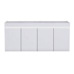 Chris white - buffet 4 portes laqu blanc brillant plateau imitation marbre avec led