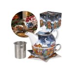 Christmas city service � th� : tasse en porcelaine 300 ml avec th�i�re 350 ml soucoupe et infuseur pour ...