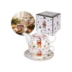 Christmas cuties service � th�: tasse en porcelaine 300ml avec th�i�re 450ml et soucoupe pour les tisanes ...