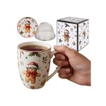 Christmas cuties set � th� : tasse en porcelaine 360 ml avec infuseur et couvercle pour tisanes cadeau ...