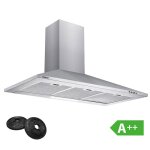 Ciarra hotte aspirante 90cm a + + 370 m / h 3 vitesses evacuation & recyclage avec 2pcs filtre  charbon ...