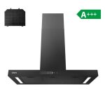 Ciarra hotte aspirante a + + + 90cm wi - fi contr�le 4 vitesses 650m3 / h booster silencieuse noir - ...